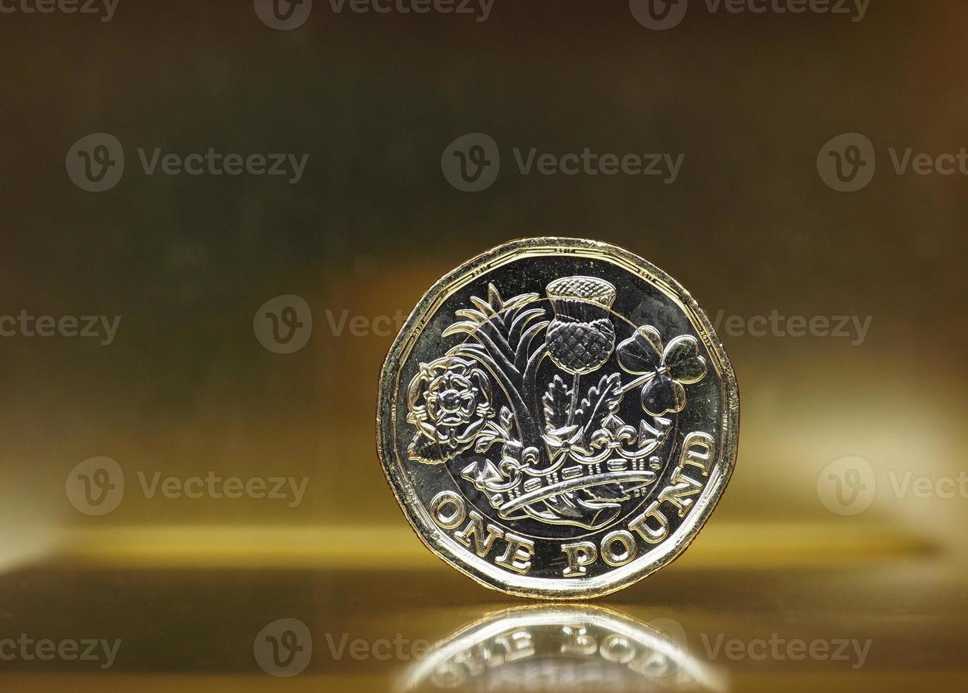 Moneda de 1 libra, reino unido sobre oro foto