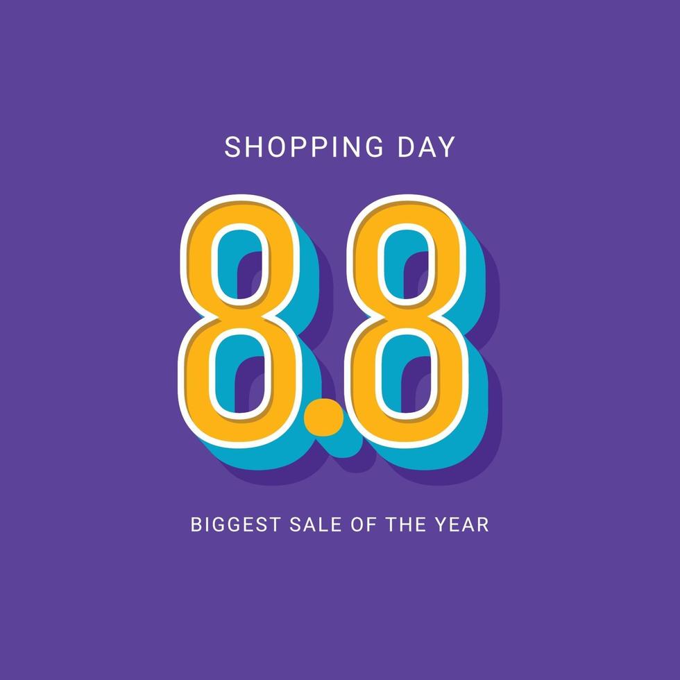 Shopping Day 8.8 Biggest Sale of the Year Vector Template Design
