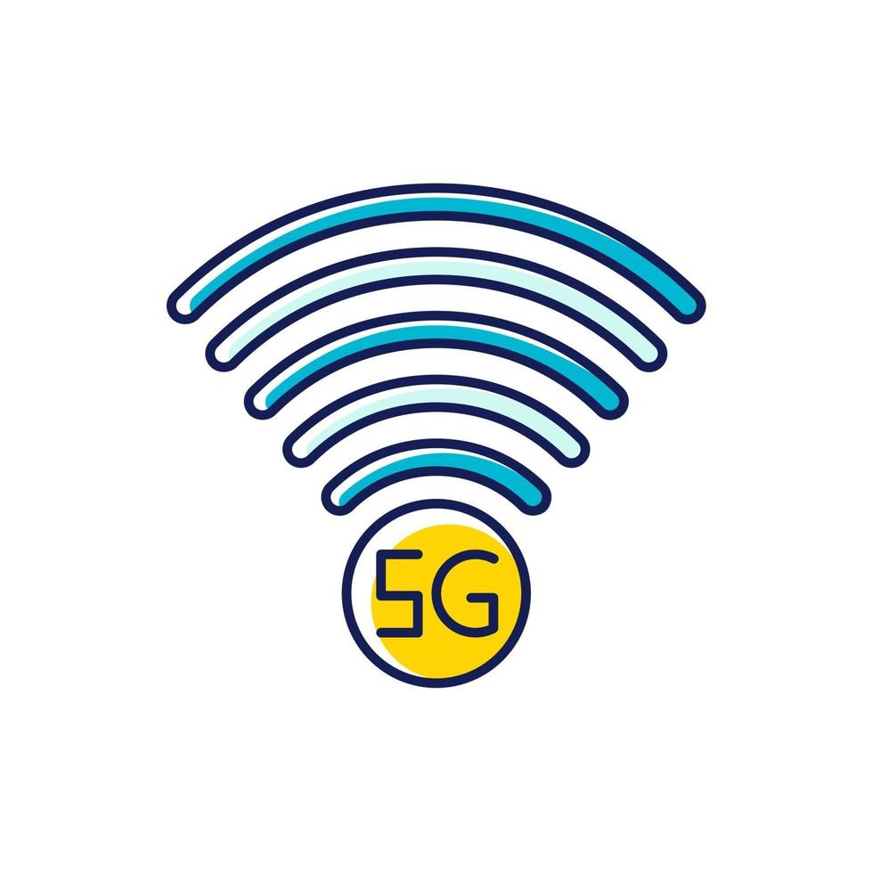 Indicador de señal 5g icono de color rgb vector