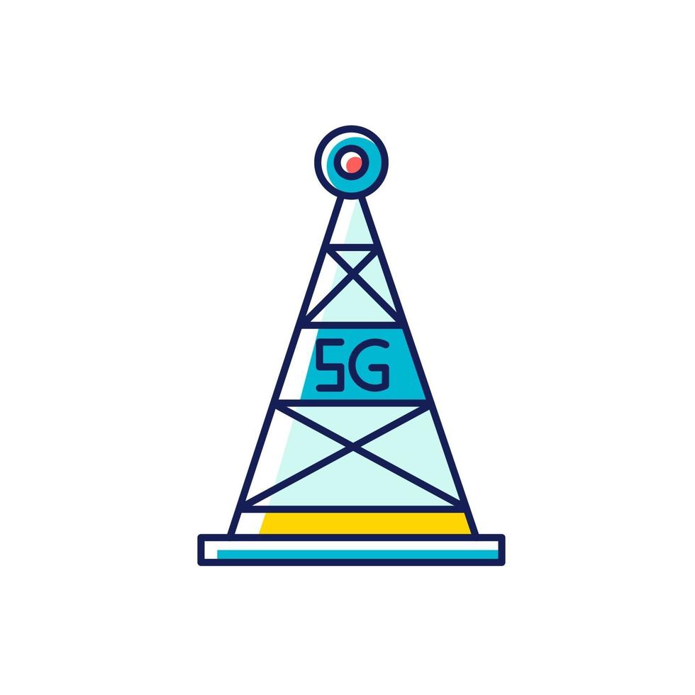 5G cell tower RGB color icon vector