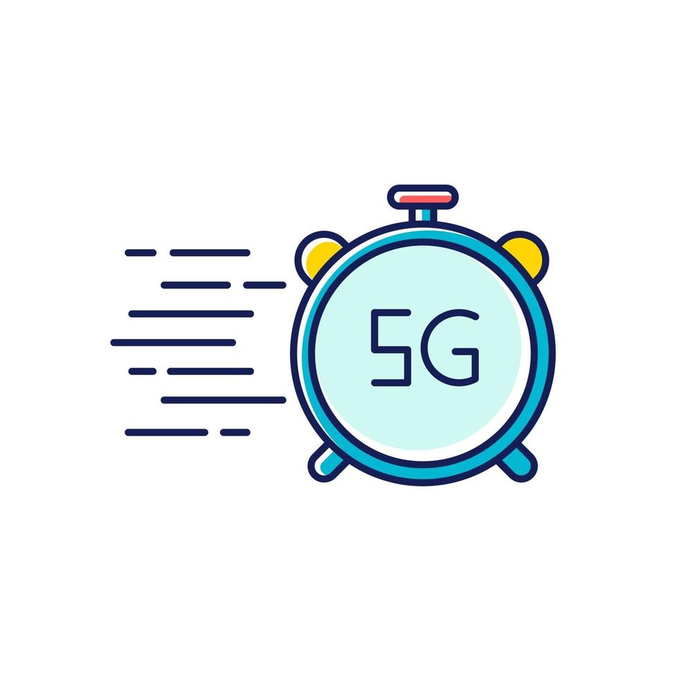 5G fast speed Internet connection RGB color icon vector