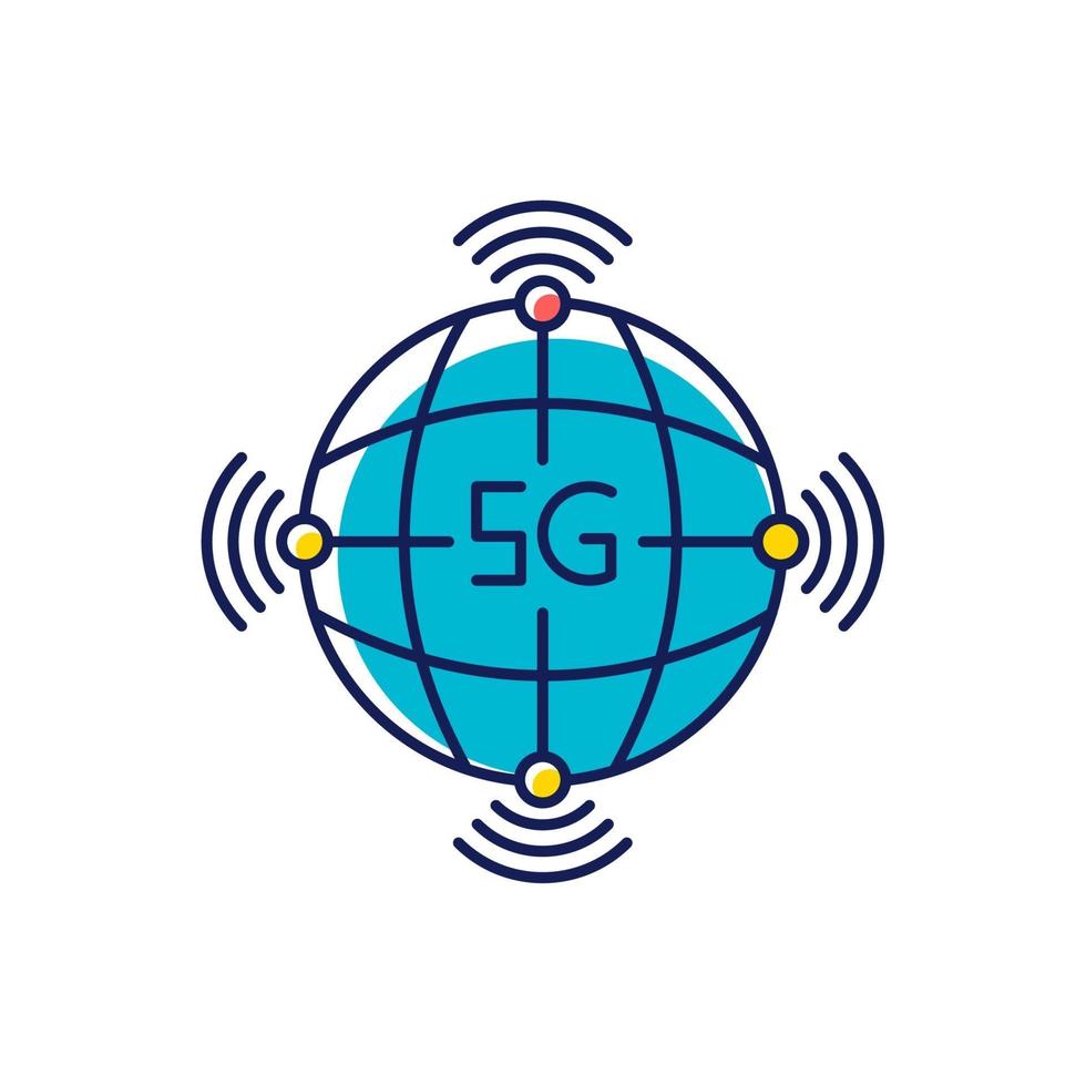 5g worldwide availability RGB color icon vector