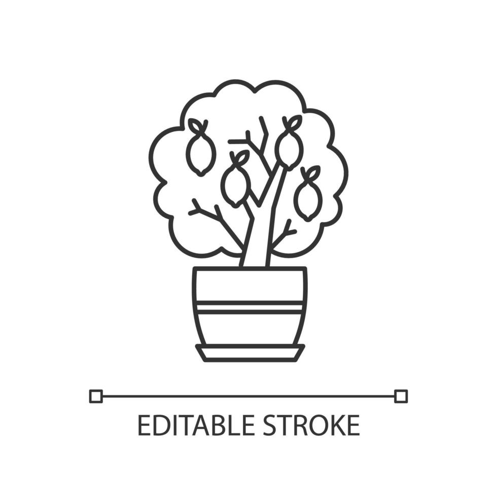 Miniature lemon tree pixel perfect linear icon vector