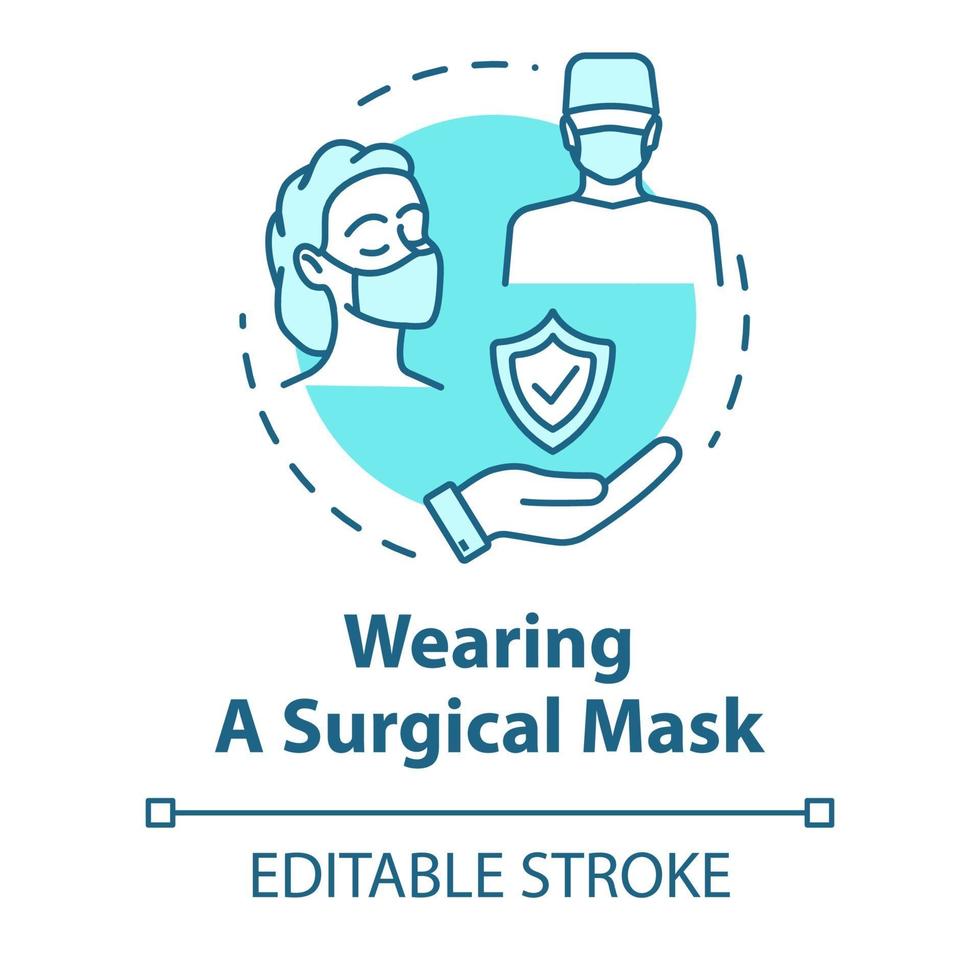 Wearing surgical mask concept icon vector