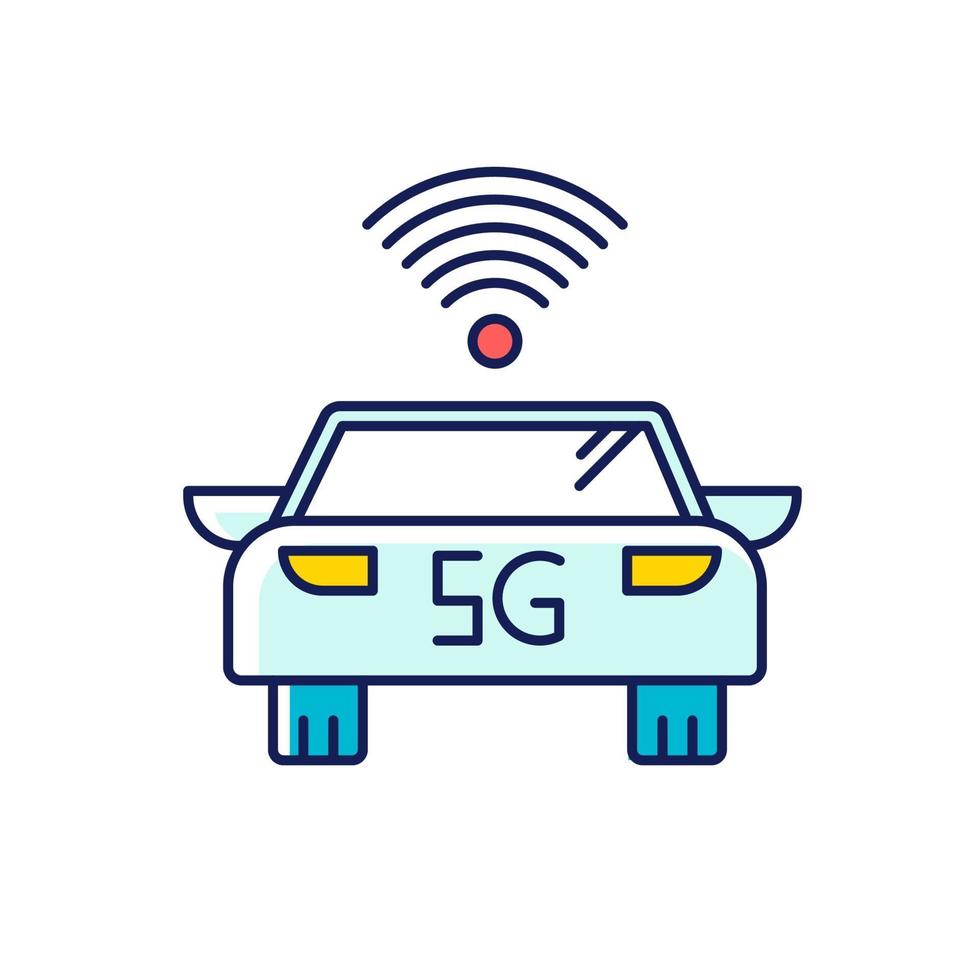 5G smart car RGB color icon vector