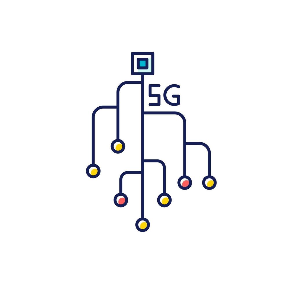 5G chip RGB color icon vector