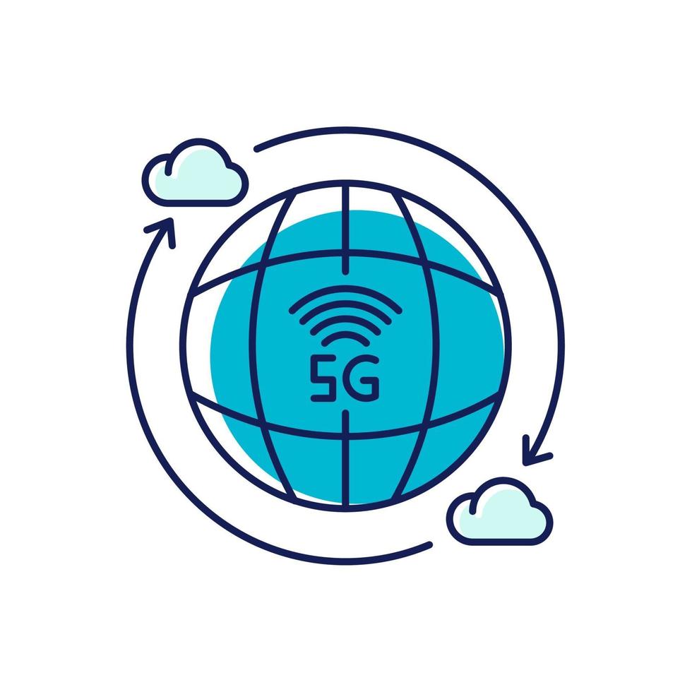 5G wireless technology RGB color icon vector
