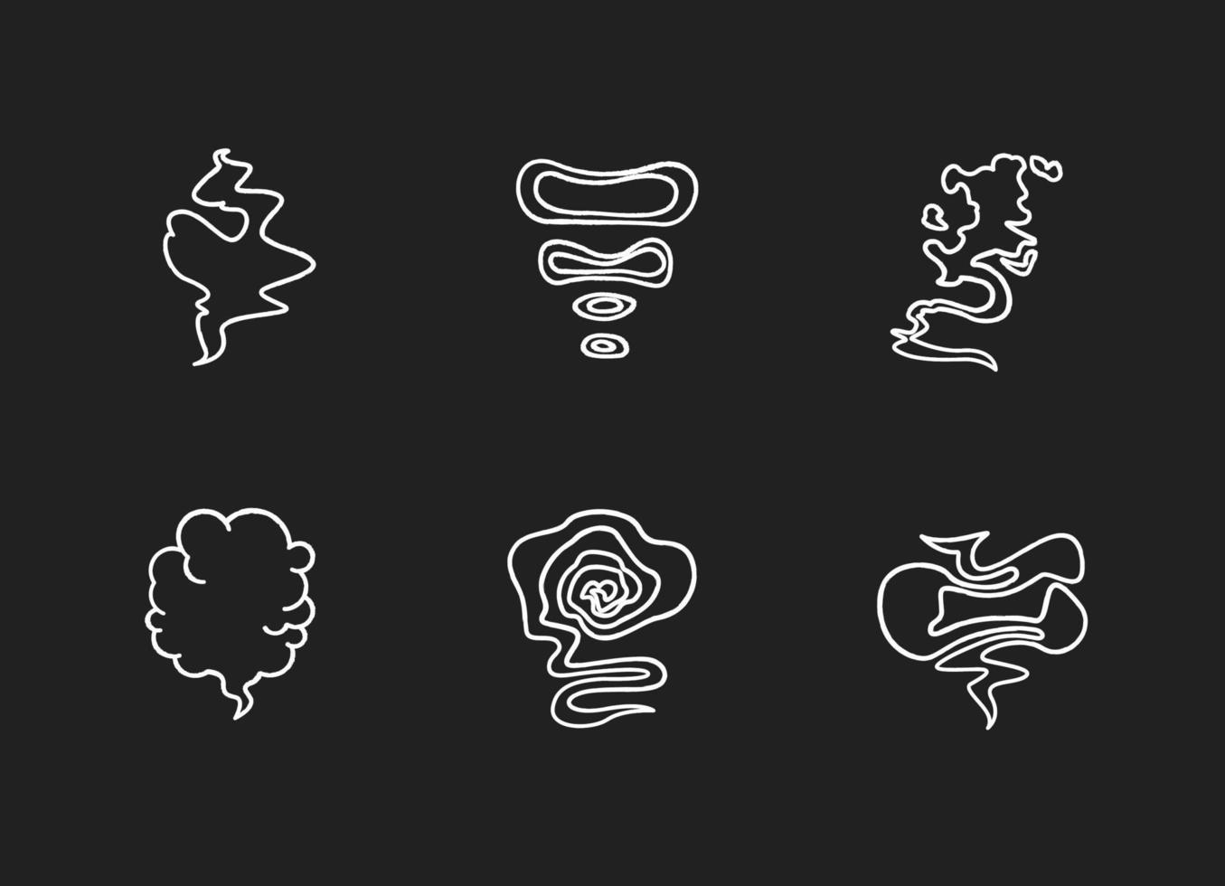 Odor chalk white icons set on black background vector