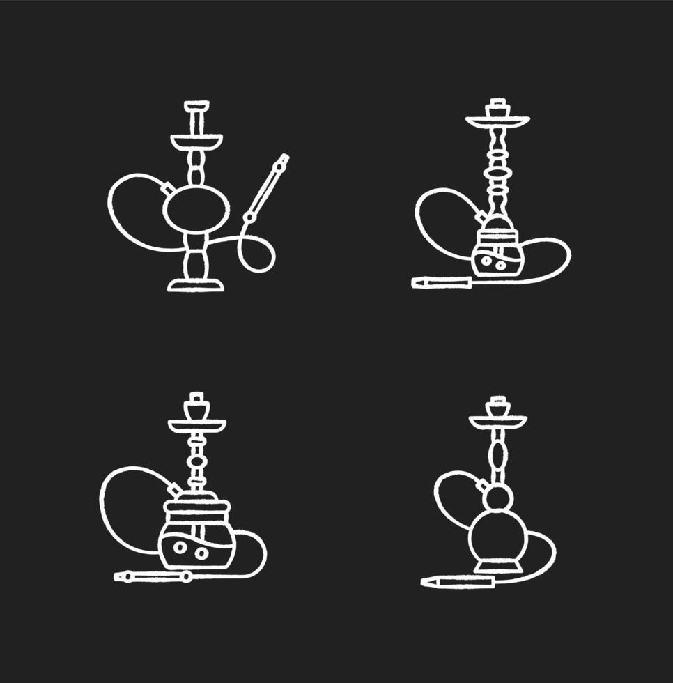 Iconos de tiza de cachimba en blanco sobre fondo negro vector