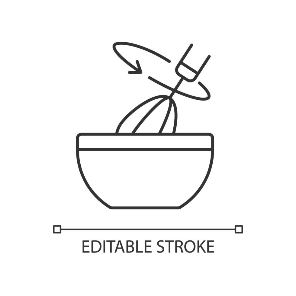 Stir cooking ingredient linear icon vector