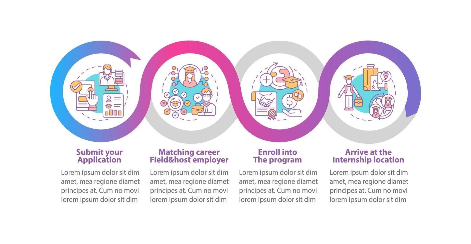 Internship abroad vector infographic template