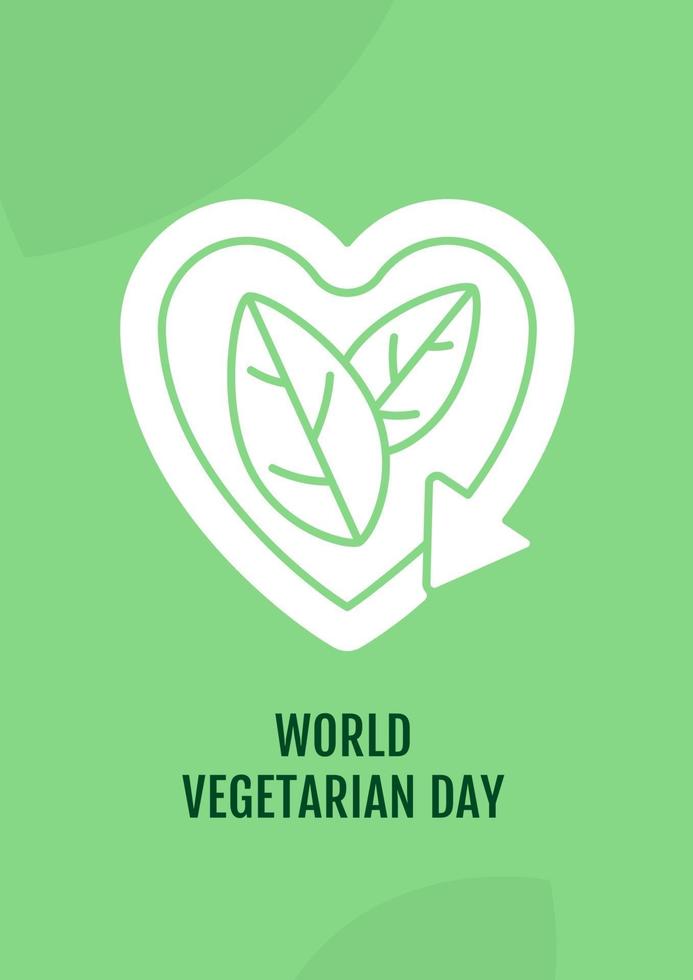 World vegan day greeting card with glyph icon element vector