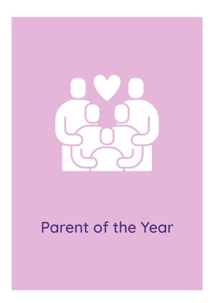 Parents of year nomination greeting card with glyph icon element vector