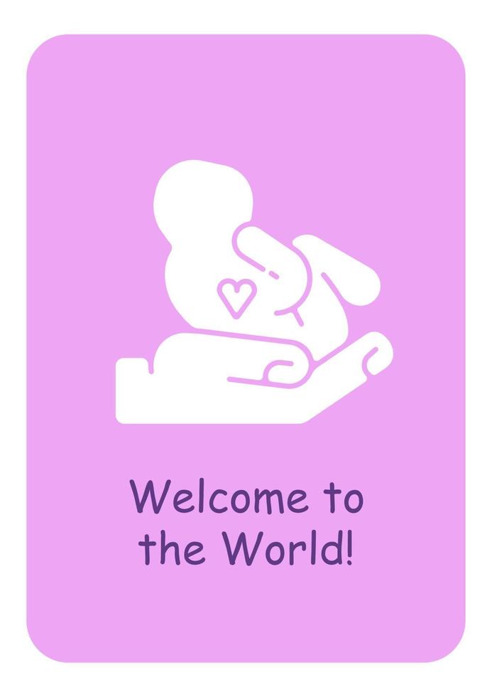Welcome to world little one greeting card with glyph icon element vector