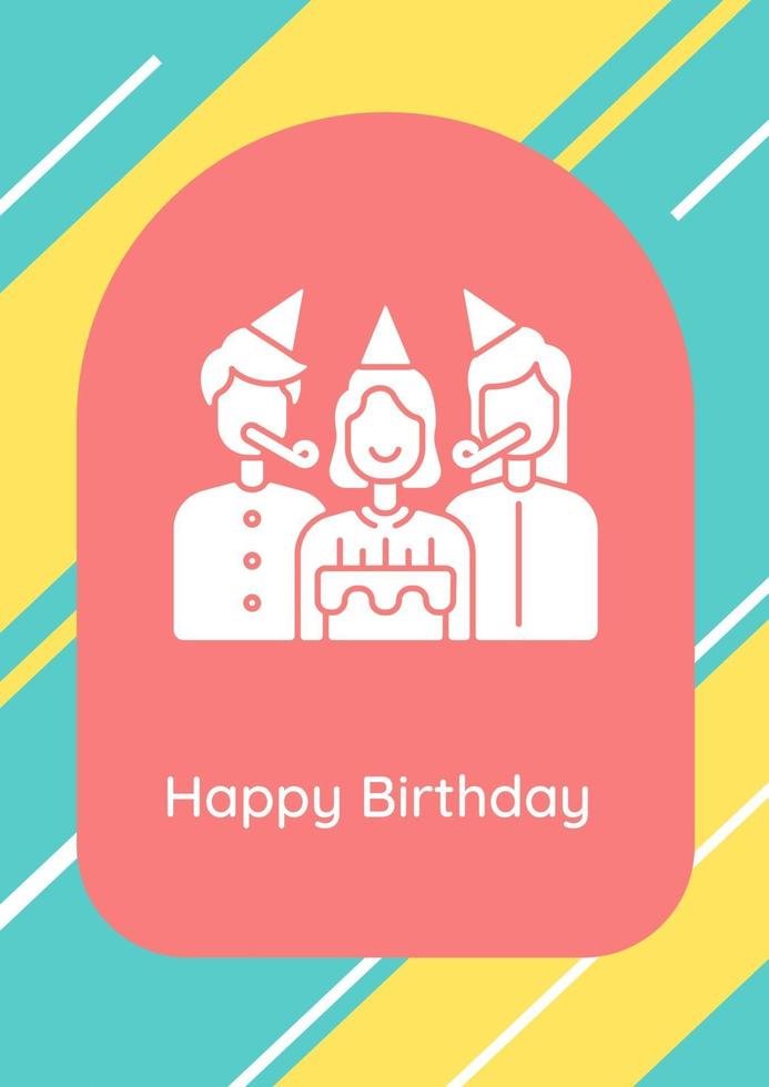 Best wishes for birthday greeting card with glyph icon element vector