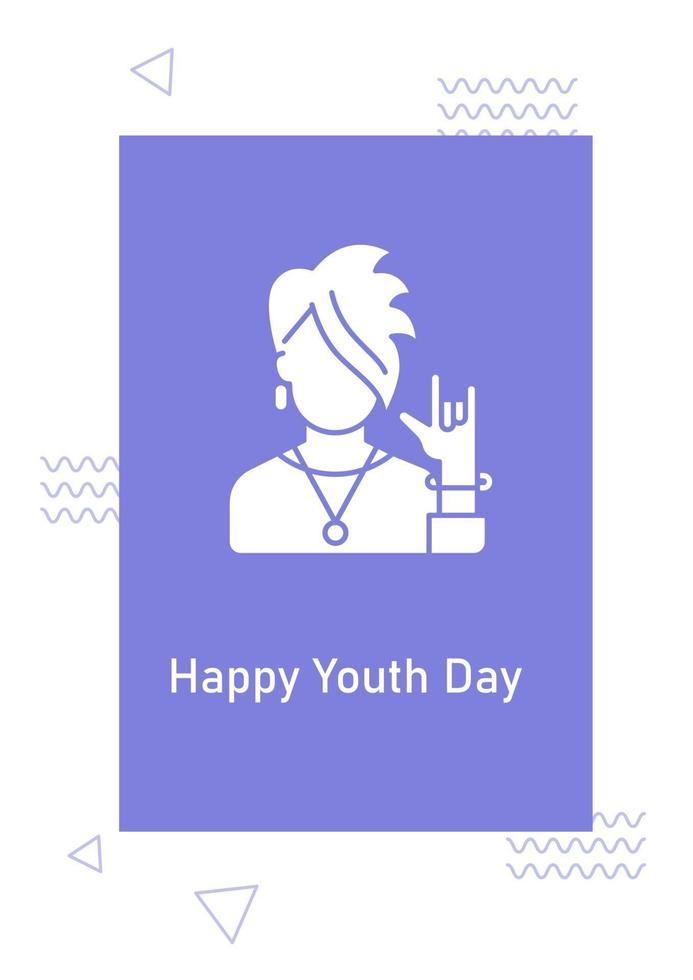 feliz día nacional de la juventud tarjeta de felicitación con elemento de icono de glifo vector