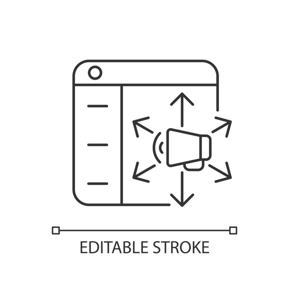 icono lineal de plataformas de distribución de contenido vector