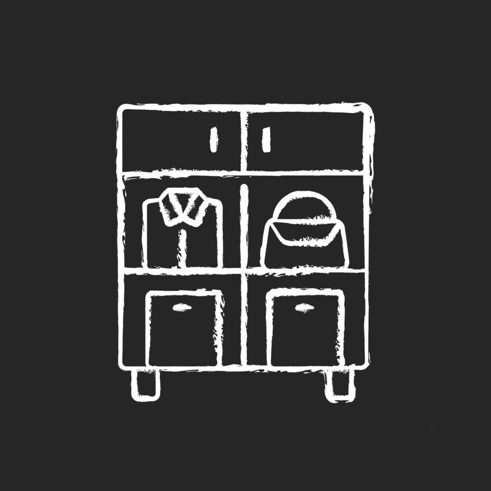 Home organization chalk white icon on dark background vector