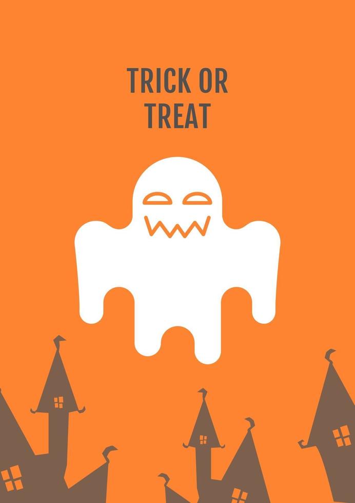 Trick-or-treating tradition greeting card with glyph icon element vector