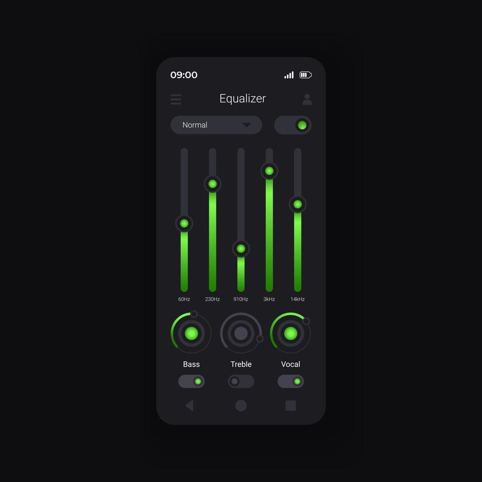 Audio equalization smartphone interface vector template