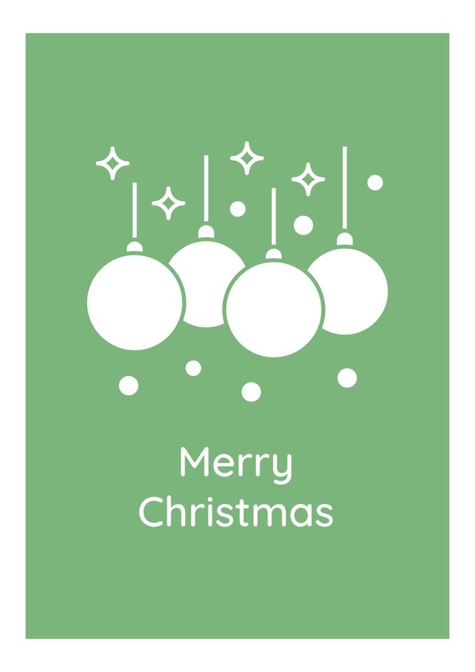 Wishing Merry Christmas greeting card with glyph icon element vector