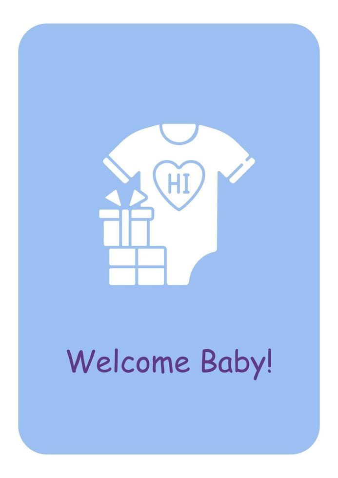 Baby arrival party greeting card with glyph icon element vector