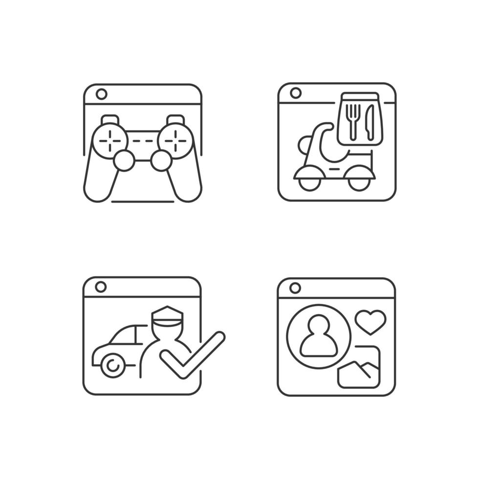 Platform business linear icons set vector