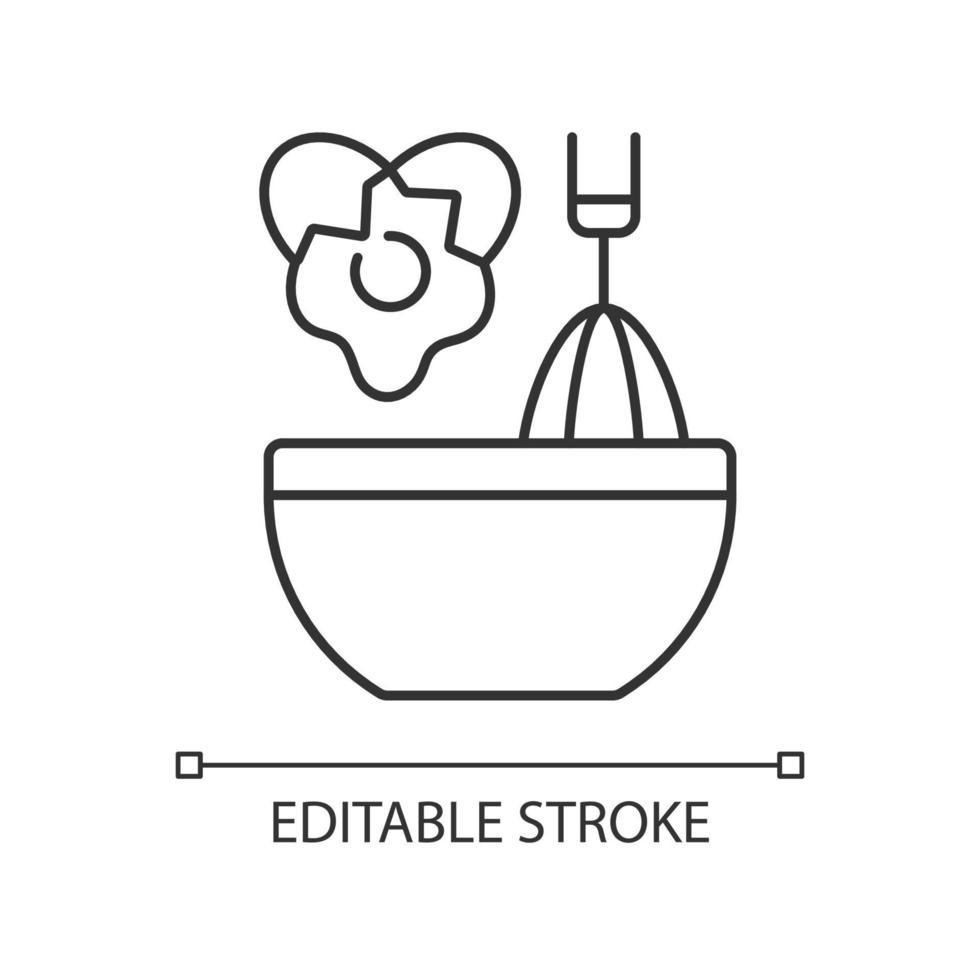 Scramble cooking ingredient linear icon vector