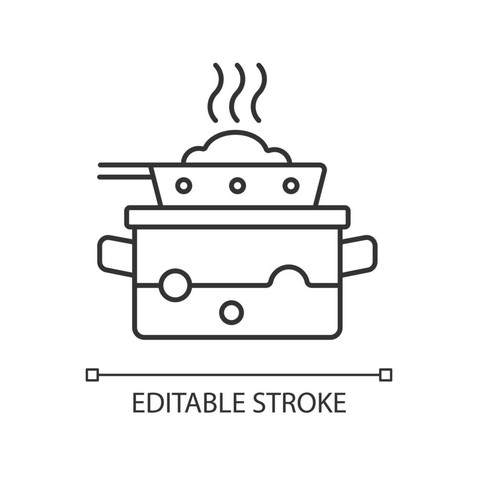Steam for cooking linear icon vector