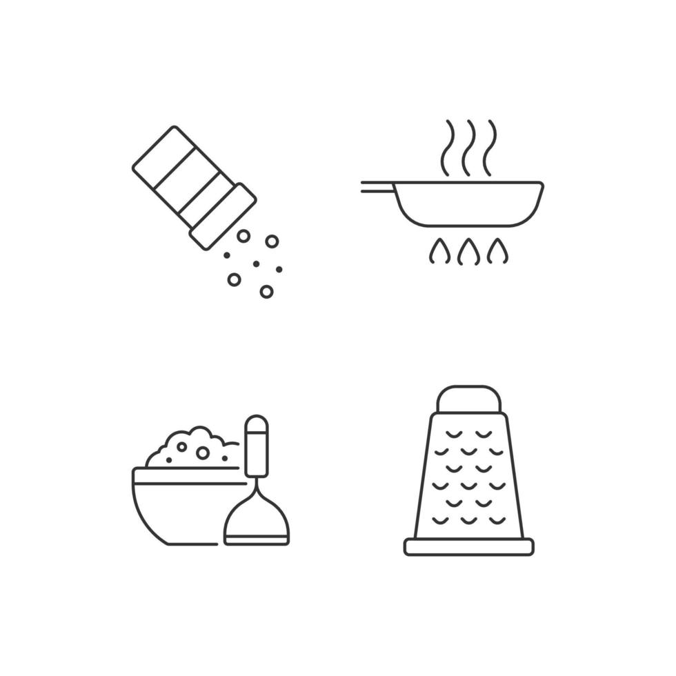 Home cooking linear icons set vector