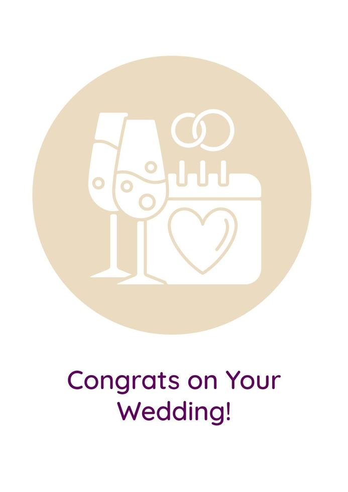 Congratulations on wedding day greeting card with glyph icon element vector
