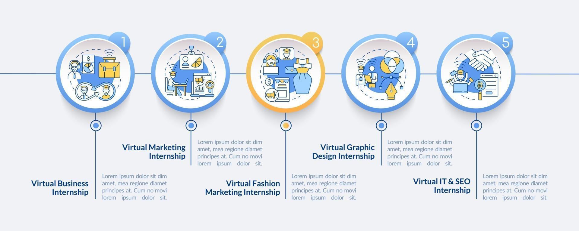 áreas de pasantía virtual plantilla de infografía vectorial vector