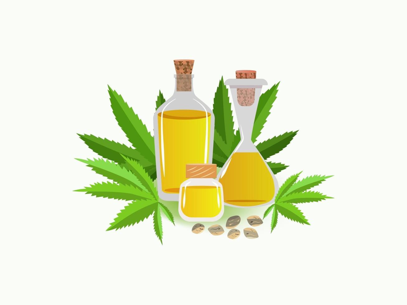 Vector illustration of hemp oil.