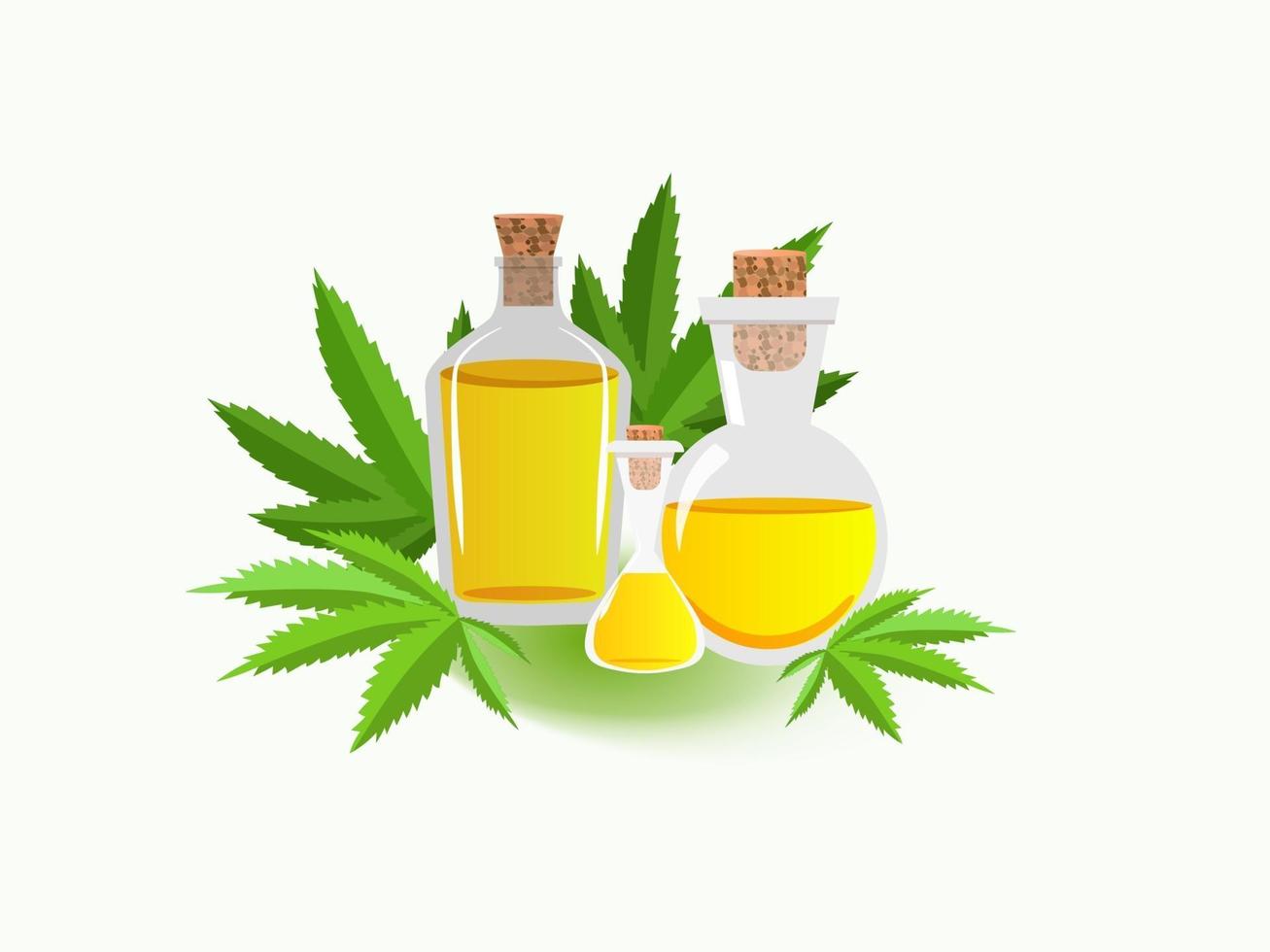 Vector illustration of hemp oil.