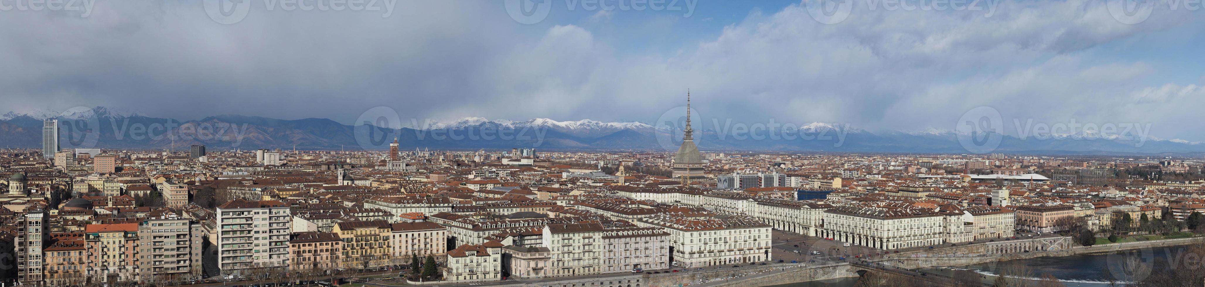 Wide panoramic aerial view of Turin photo