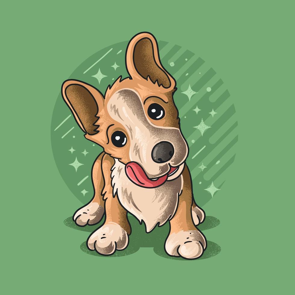 cute little dog grunge style illustration vector