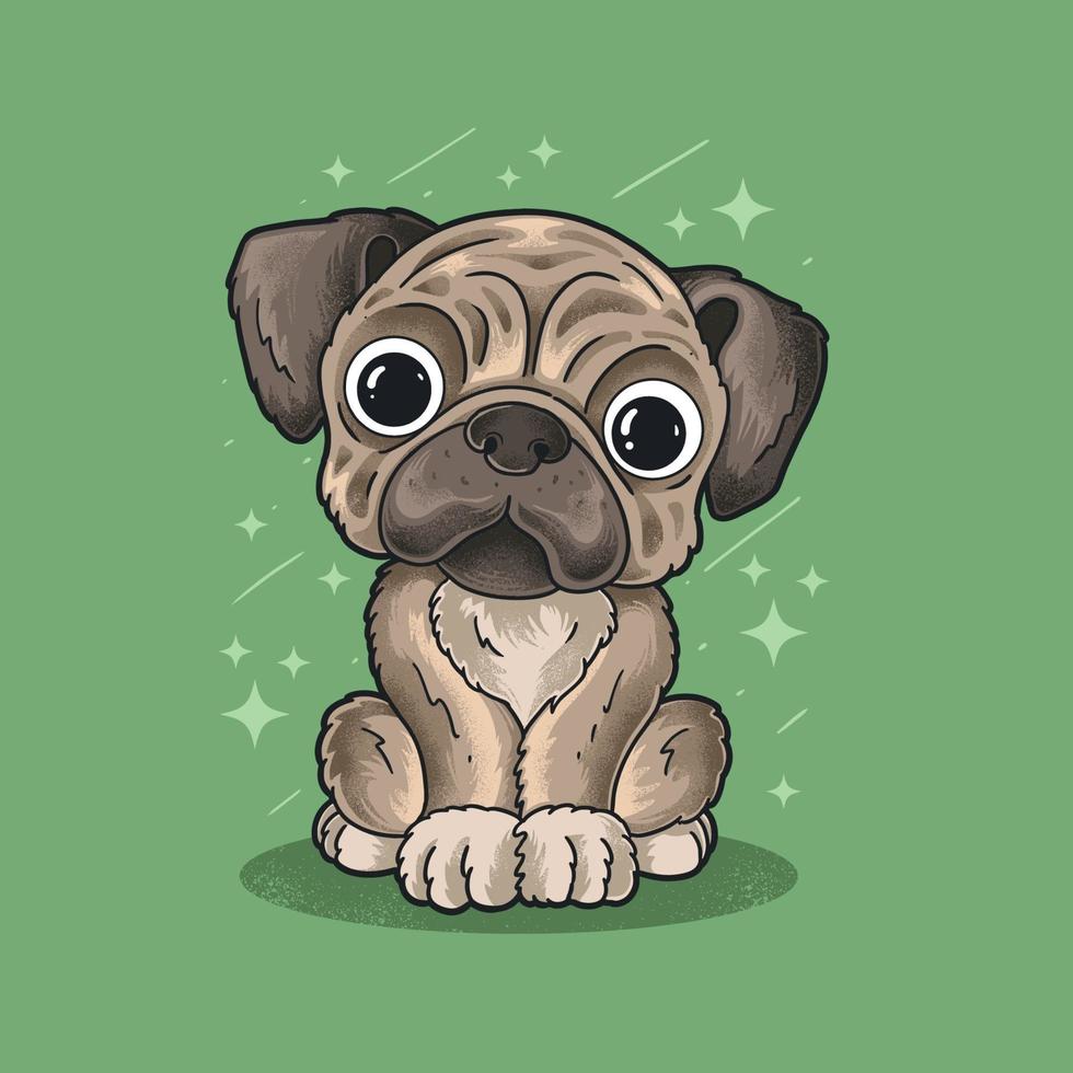 vector de ilustración de estilo grunge de perro pug pequeño