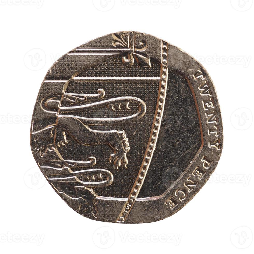 20 pence coin, United Kingdom isolated over white photo