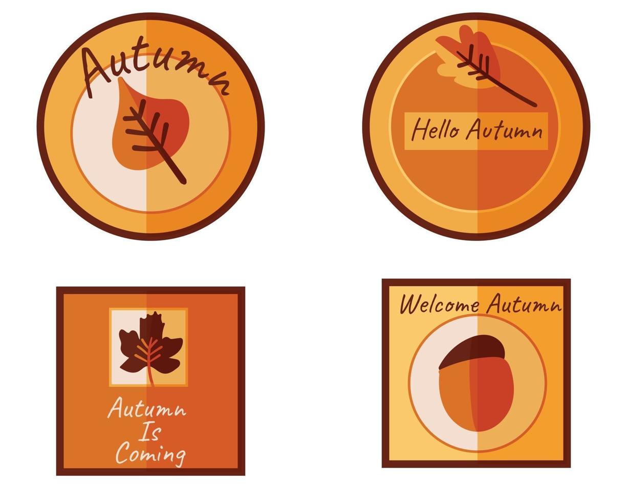Badge and label autumn leaf. Hand drawn vector illustration