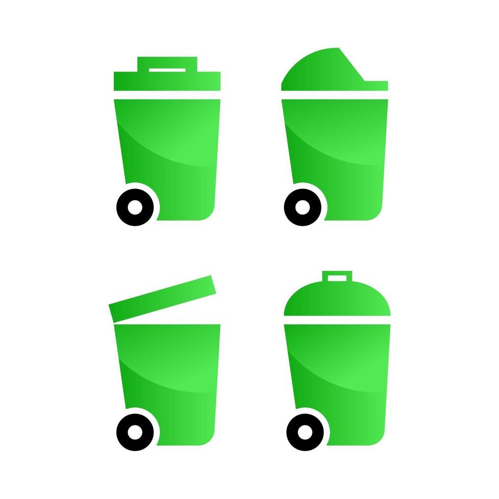 green trash icon vector on white background.