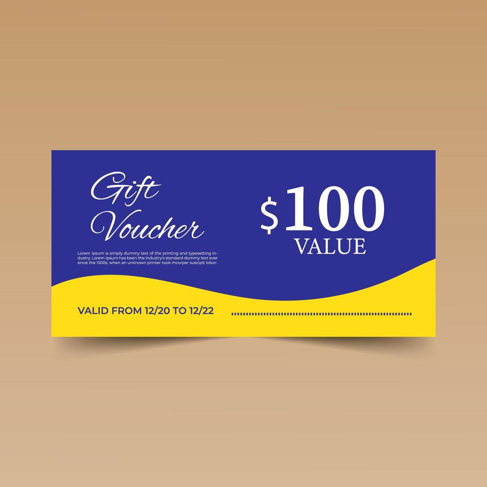 Blue Gift Voucher Design Template vector