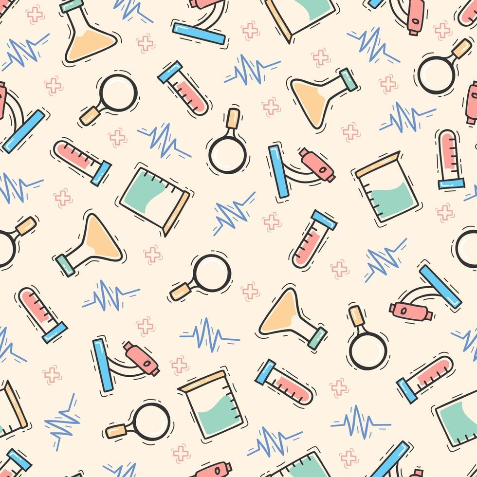 Beautiful hand drawn laboratory bottle seamless pattern vector