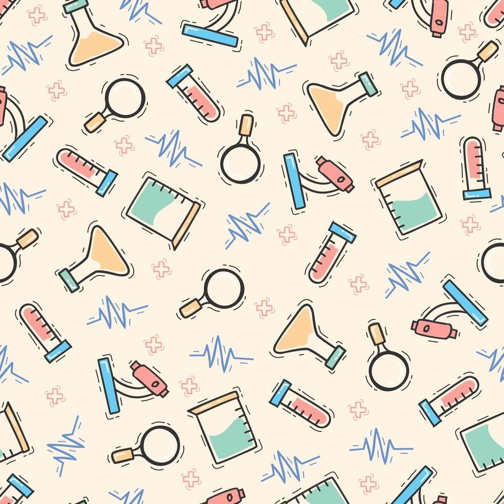 Beautiful hand drawn laboratory bottle seamless pattern vector