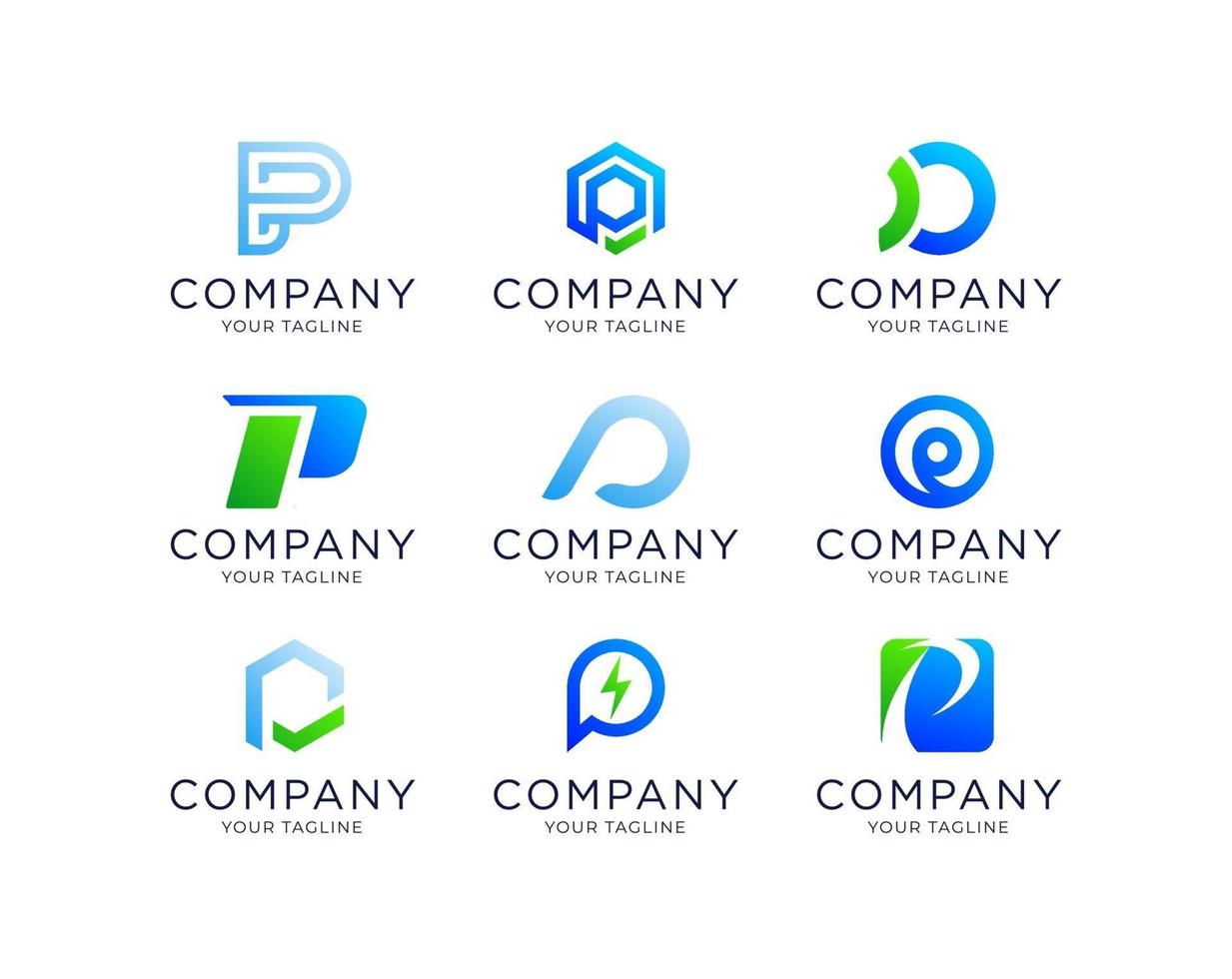 Simple letter P logo collection template vector