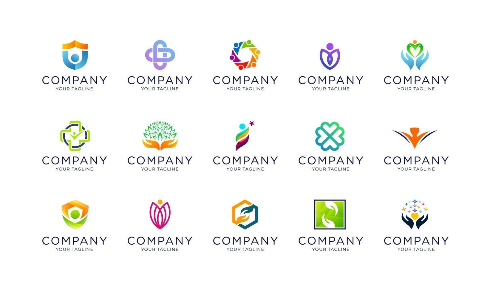 plantillas de colección de logotipos de la comunidad y la fundación vector