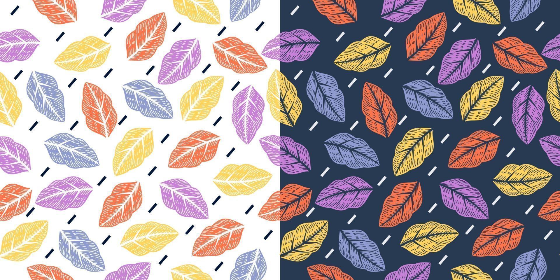 Hand drawn colorful leaves seamless pattern vector