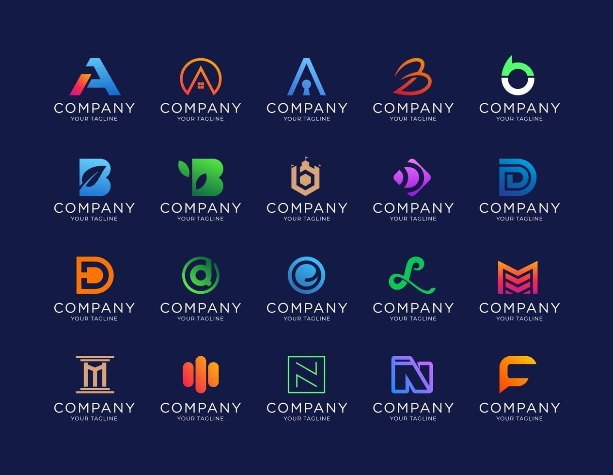 alfabeto del logotipo del monograma y colección de logotipo inicial vector