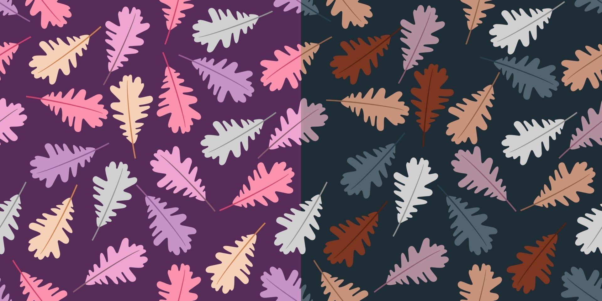Autumn leaves seamless patterns vector