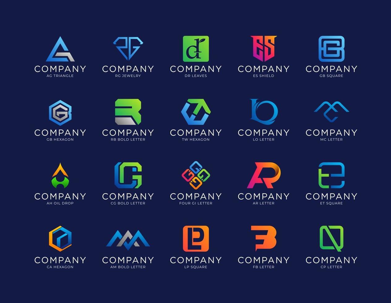 set of letter combination logo collection vector
