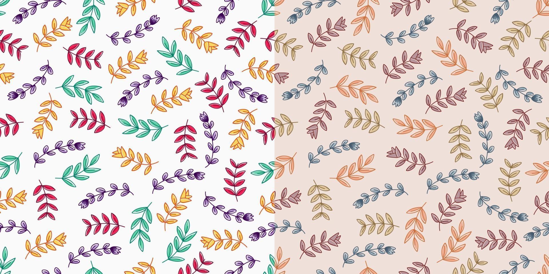 Beautiful retro and modern leaves seamless pattern vector